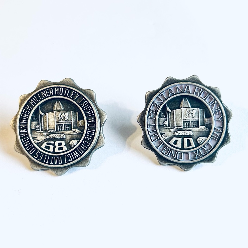 Balfour NFL HOF Press Pins - 68 Donovan Hirsh Millner Motley & 00 Montana Rooney